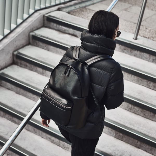 Jem+Bea Jamie Black Leather Backpack