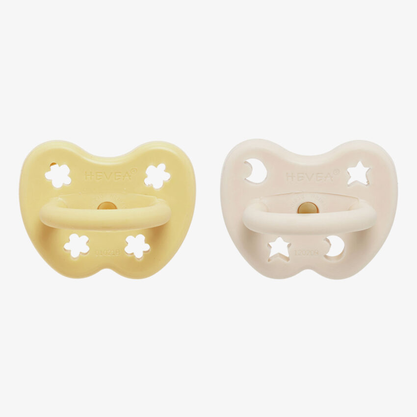 Hevea rubber pacifiers 2 pack butter & milky white