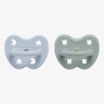 Hevea rubber pacifiers 2 pack blue grey