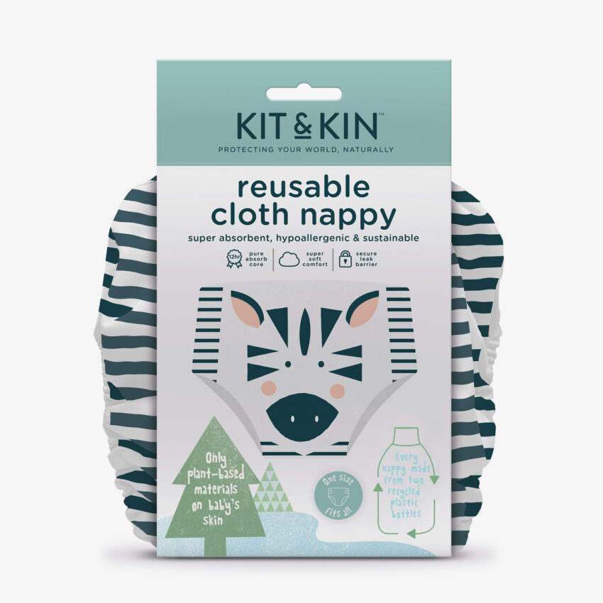 Kit & Kin Reusable cloth nappy zebra